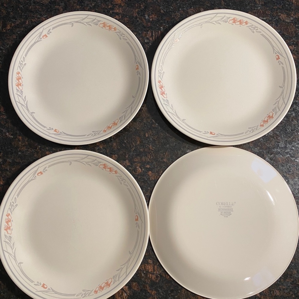4 Corelle Rose 10.25” Dinner Plates - Picture 2 of 9